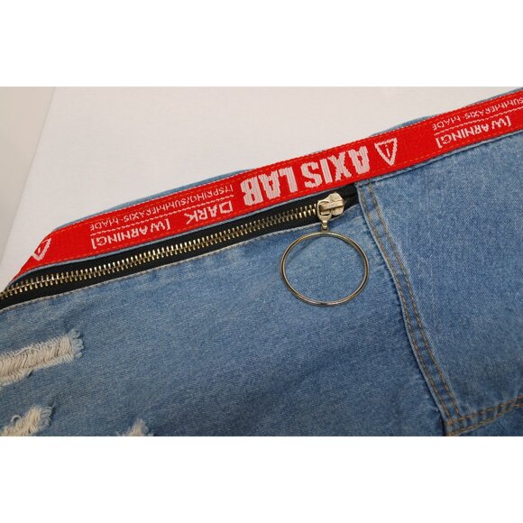 Axis Lab Distressed Ripped Denim Jacket w/Accent Zippers Size Large - Picture 6 of 16